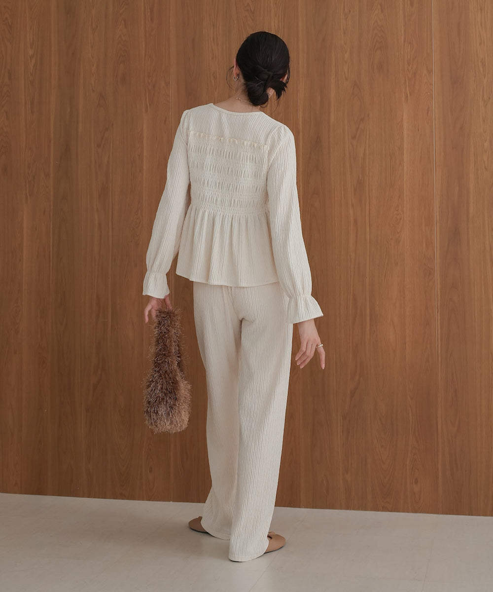 square neck tops + relaxed pants setup