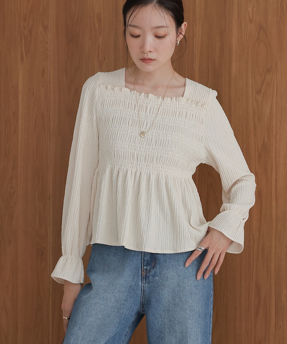 ［TIMESALE］square neck tops + relaxed pants setup