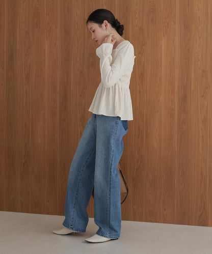 ［TIMESALE］square neck tops + relaxed pants setup