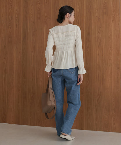 ［TIMESALE］square neck tops + relaxed pants setup