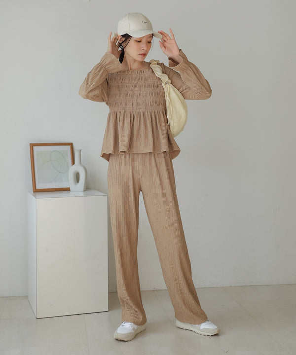 square neck tops + relaxed pants setup