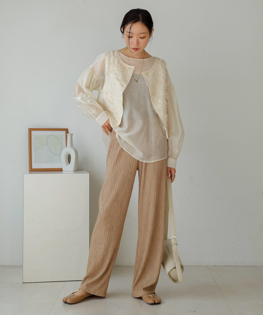 ［TIMESALE］square neck tops + relaxed pants setup