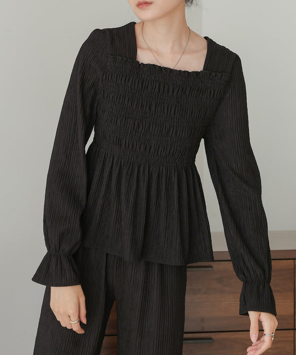 square neck tops + relaxed pants setup