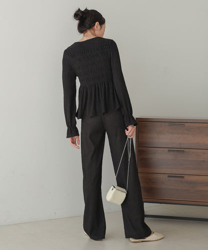 ［TIMESALE］square neck tops + relaxed pants setup