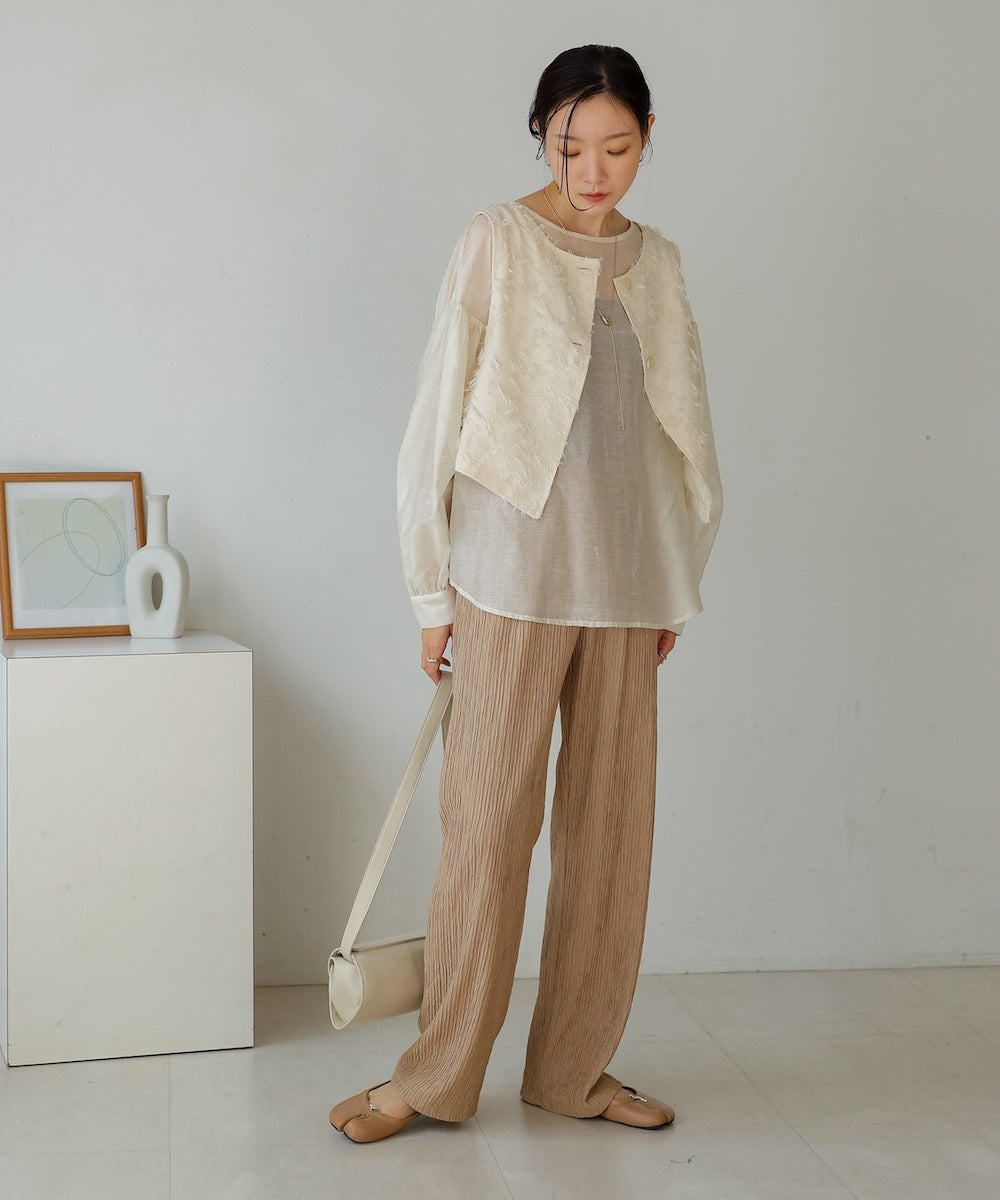 ［TIMESALE］square neck tops + relaxed pants setup