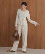 square neck tops + relaxed pants setup