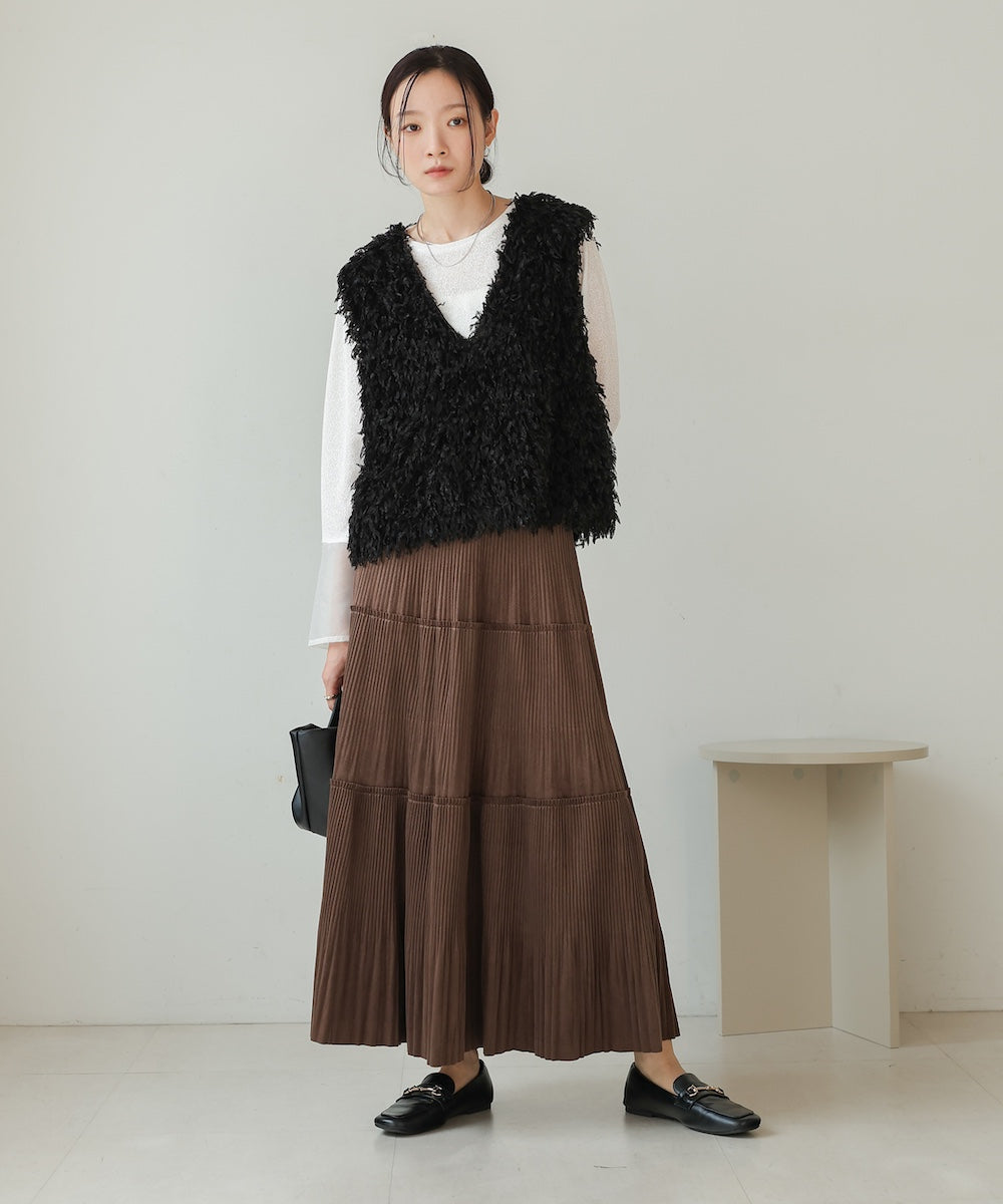 velor pleated skirt