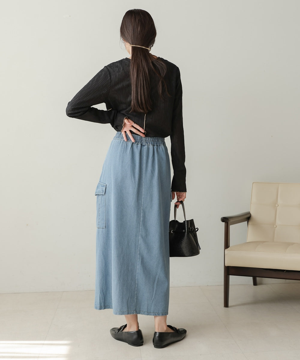 side pocket denim skirt