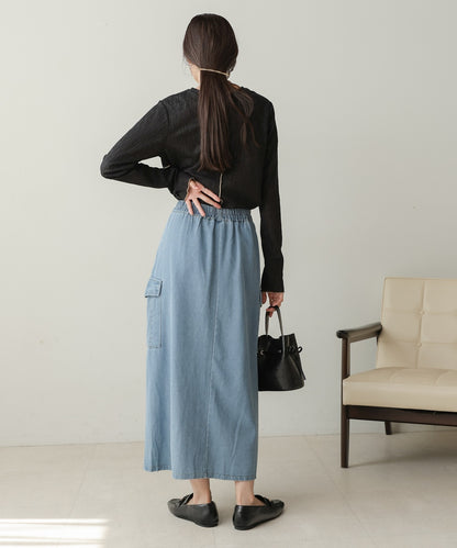 side pocket denim skirt