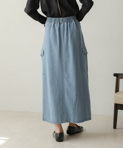 side pocket denim skirt