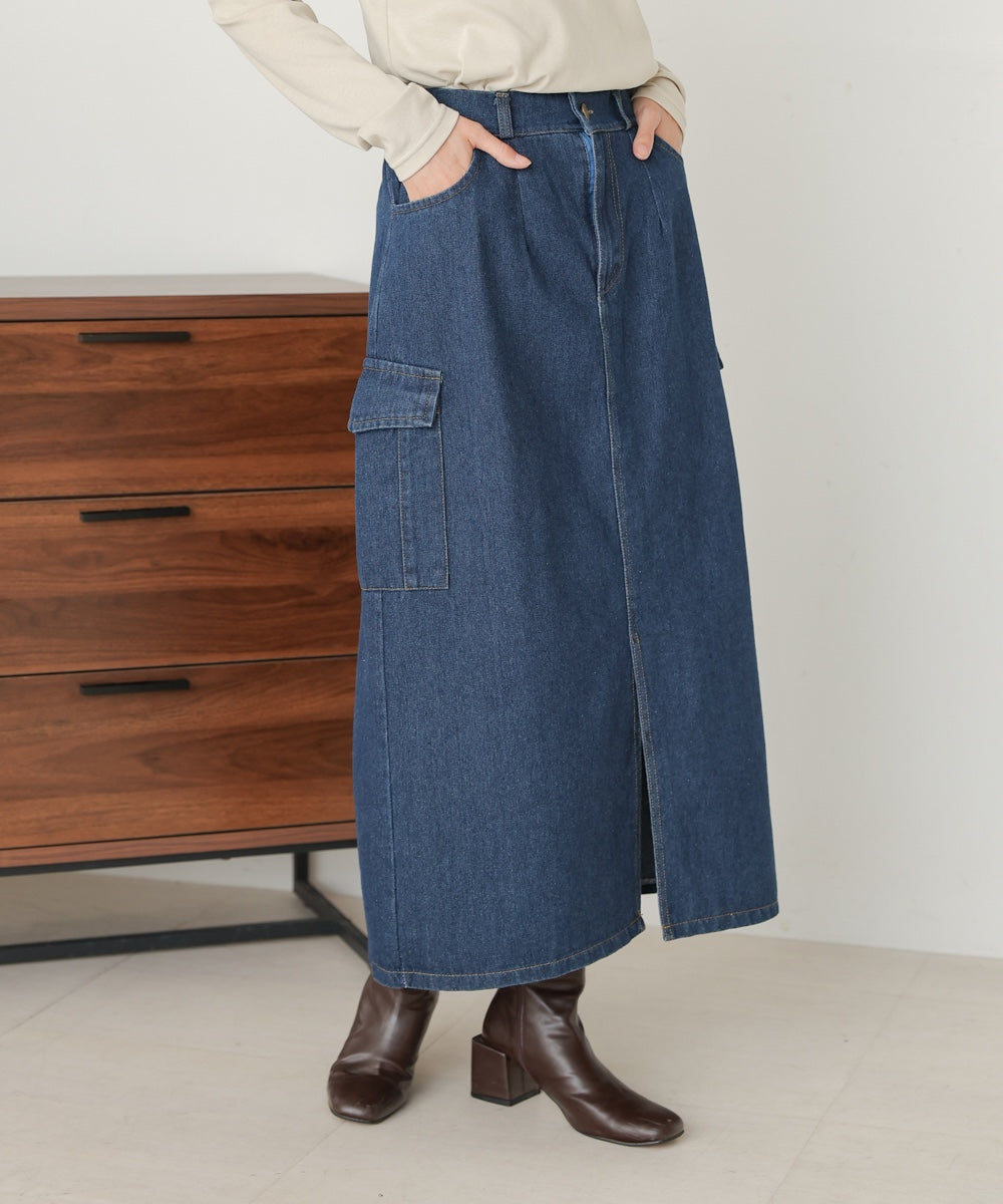 side pocket denim skirt