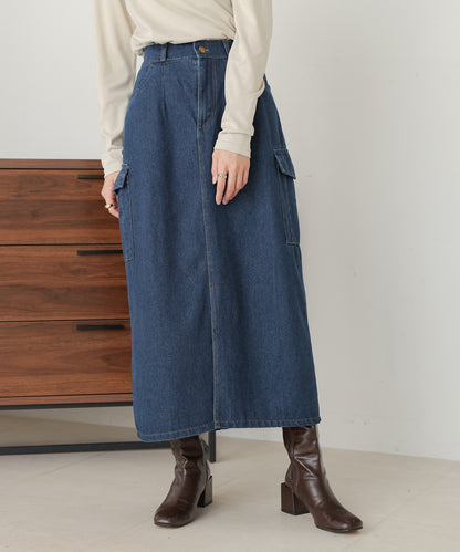 side pocket denim skirt