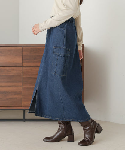 side pocket denim skirt