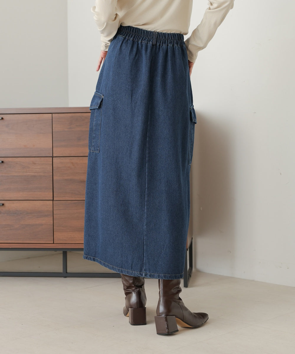 side pocket denim skirt