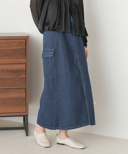 side pocket denim skirt