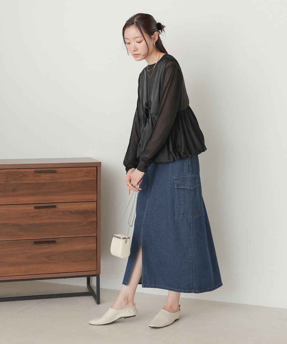 side pocket denim skirt