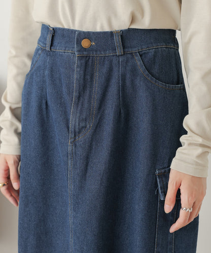 side pocket denim skirt