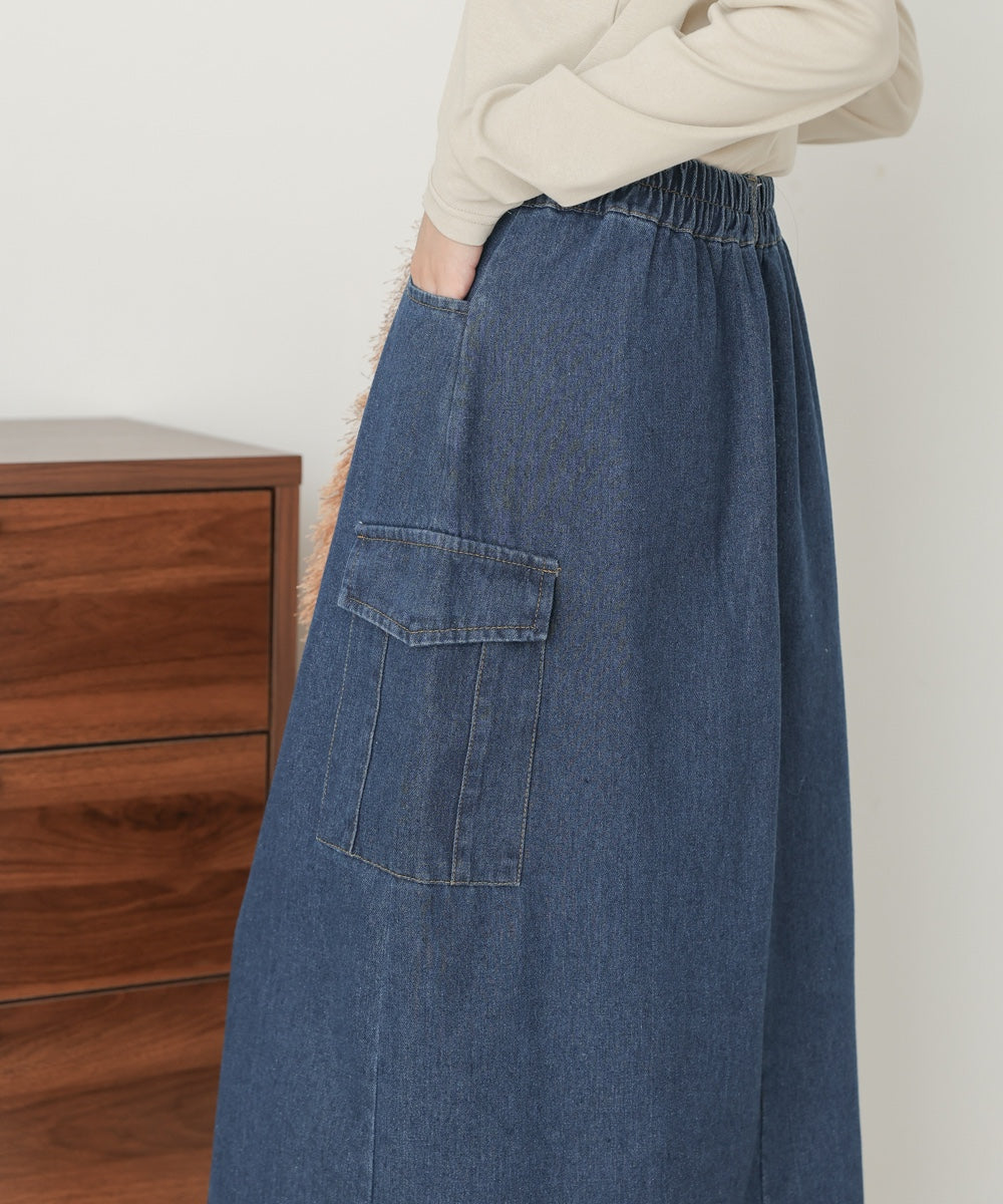 side pocket denim skirt