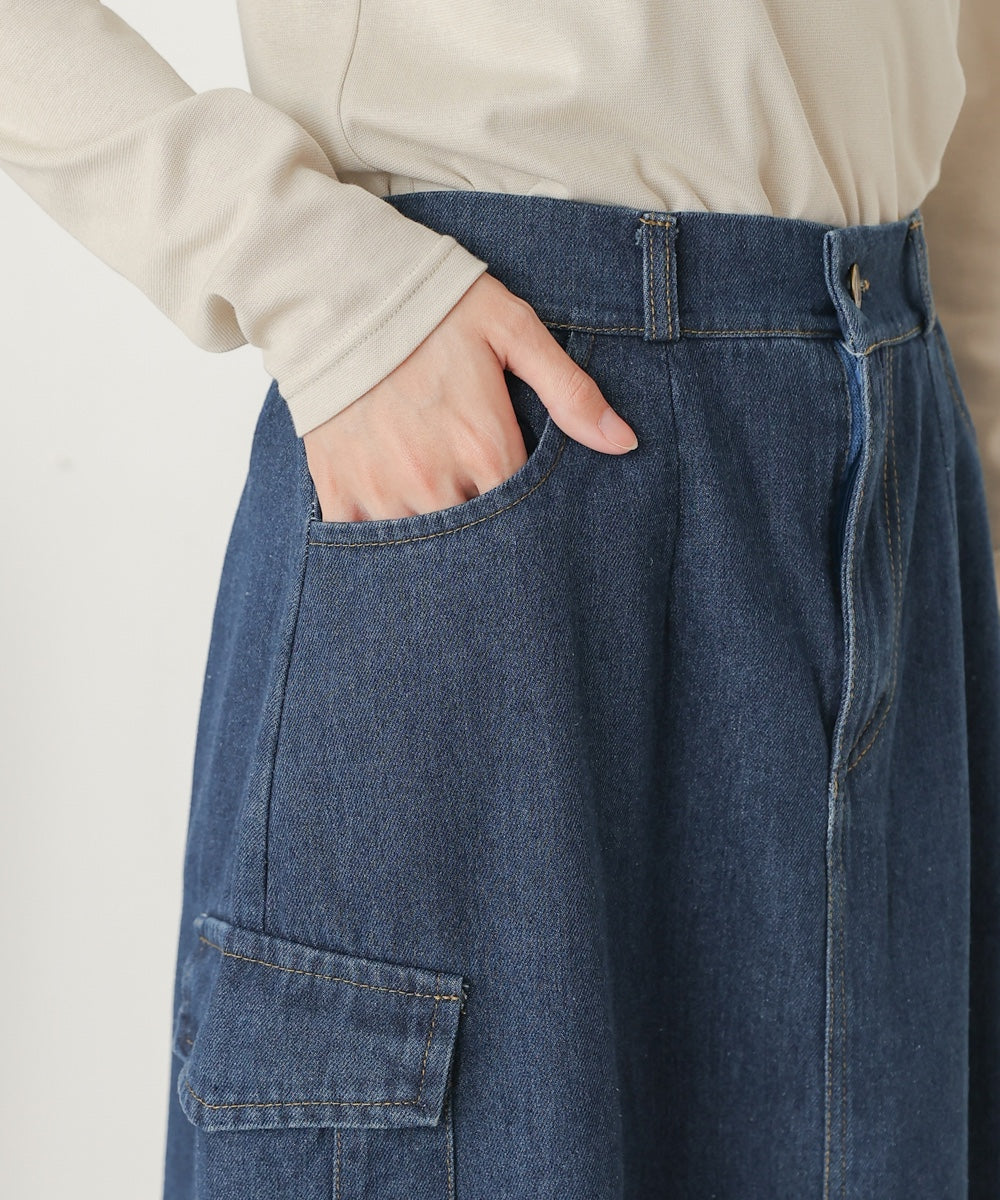 side pocket denim skirt