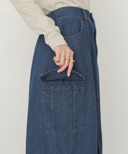 side pocket denim skirt