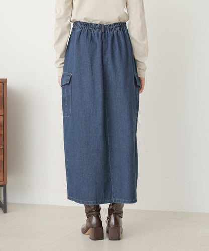 side pocket denim skirt