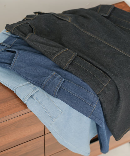 side pocket denim skirt