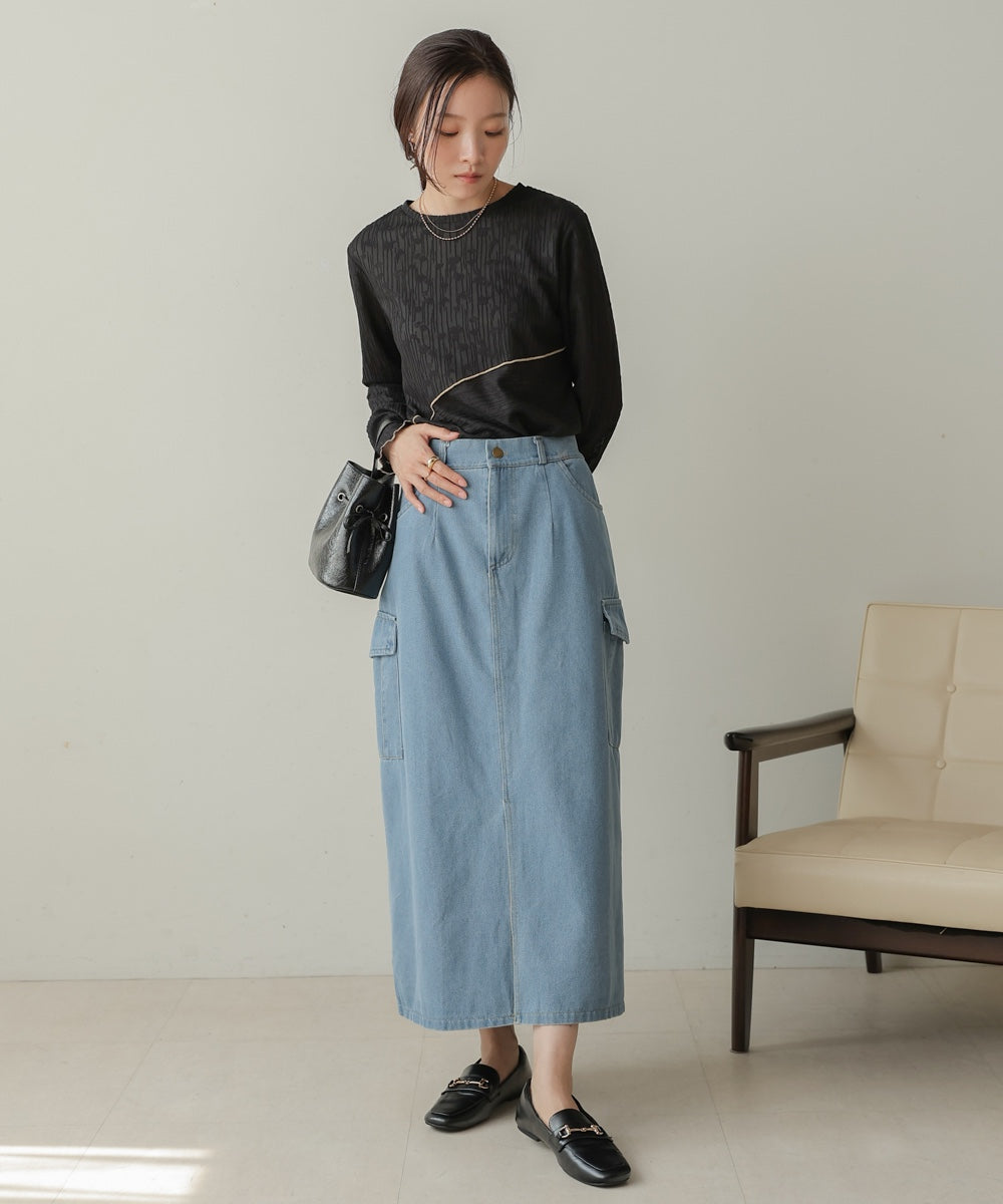 side pocket denim skirt