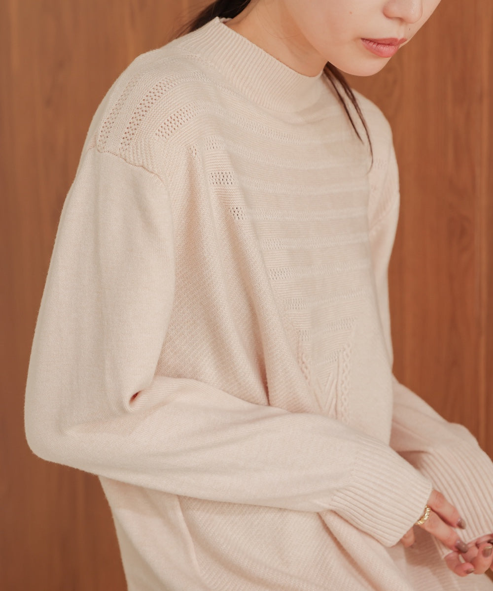 ［Knit1000円off］petite high neck knit onepiece