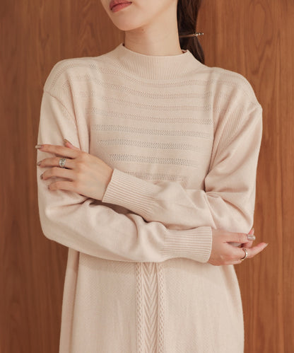 ［Knit1000円off］petite high neck knit onepiece