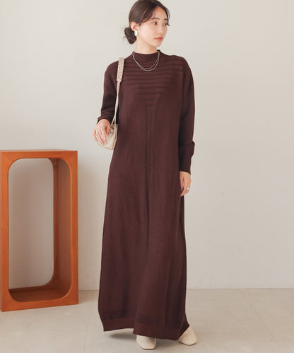 ［Knit1000円off］petite high neck knit onepiece