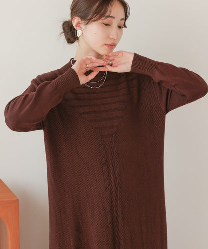 ［Knit1000円off］petite high neck knit onepiece