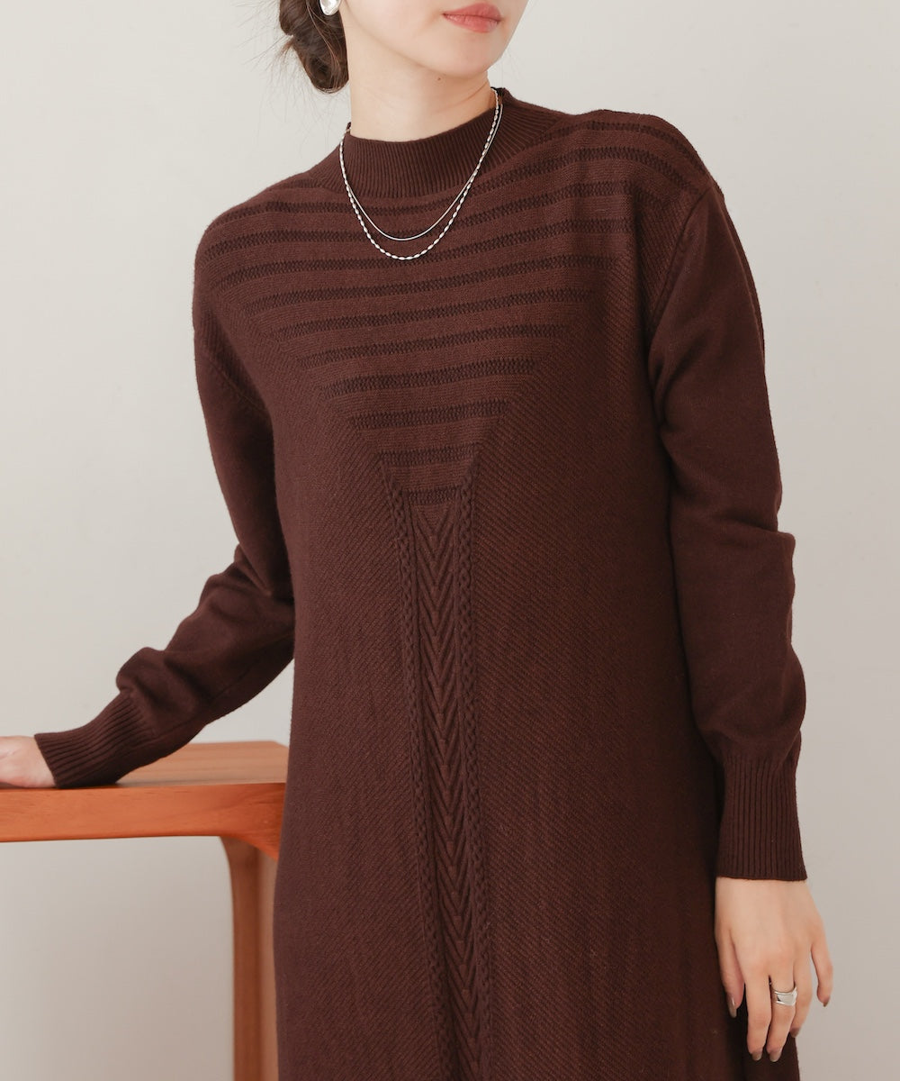 ［Knit1000円off］petite high neck knit onepiece