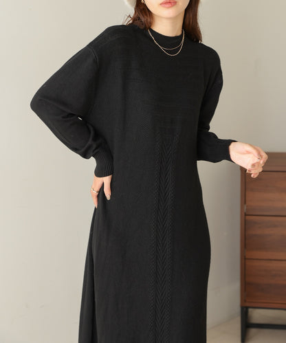 ［Knit1000円off］petite high neck knit onepiece