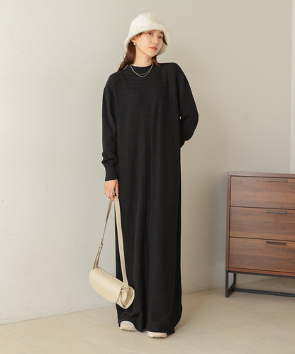 ［Knit1000円off］petite high neck knit onepiece