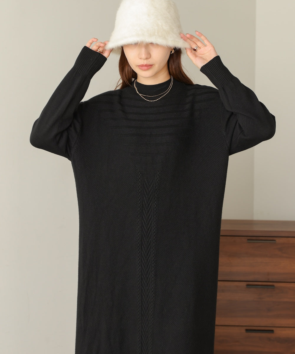 ［Knit1000円off］petite high neck knit onepiece