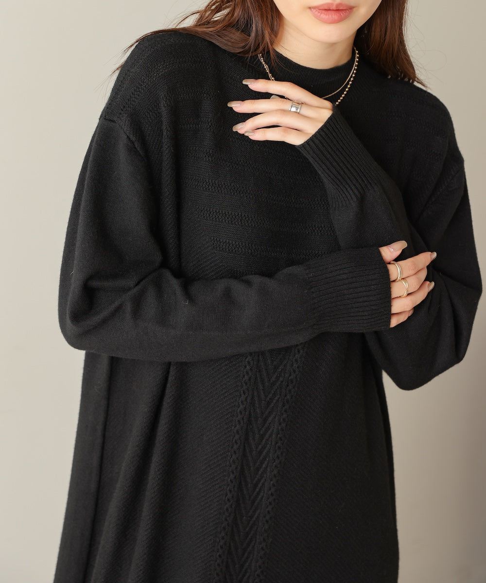 ［Knit1000円off］petite high neck knit onepiece