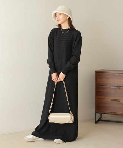 ［Knit1000円off］petite high neck knit onepiece