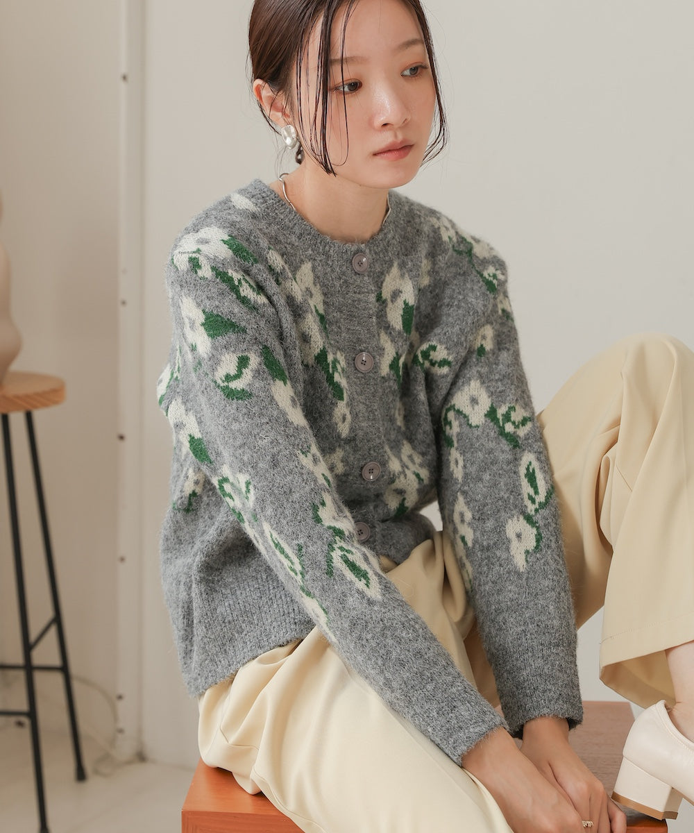 flower knit cardigan