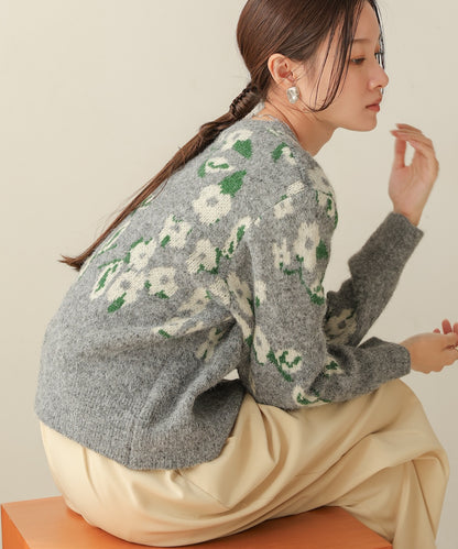 flower knit cardigan