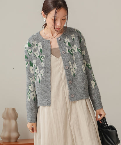 flower knit cardigan