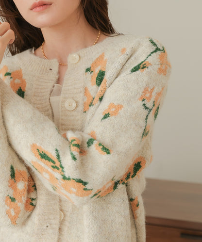 flower knit cardigan