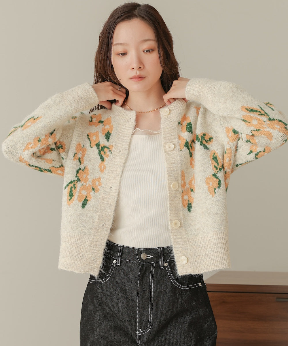 flower knit cardigan