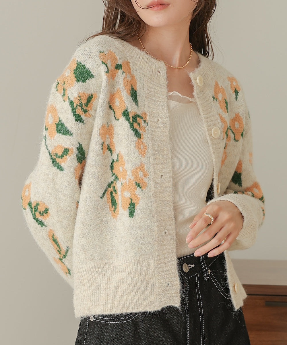 flower knit cardigan