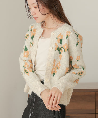 flower knit cardigan