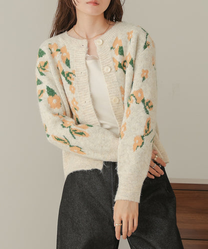 flower knit cardigan