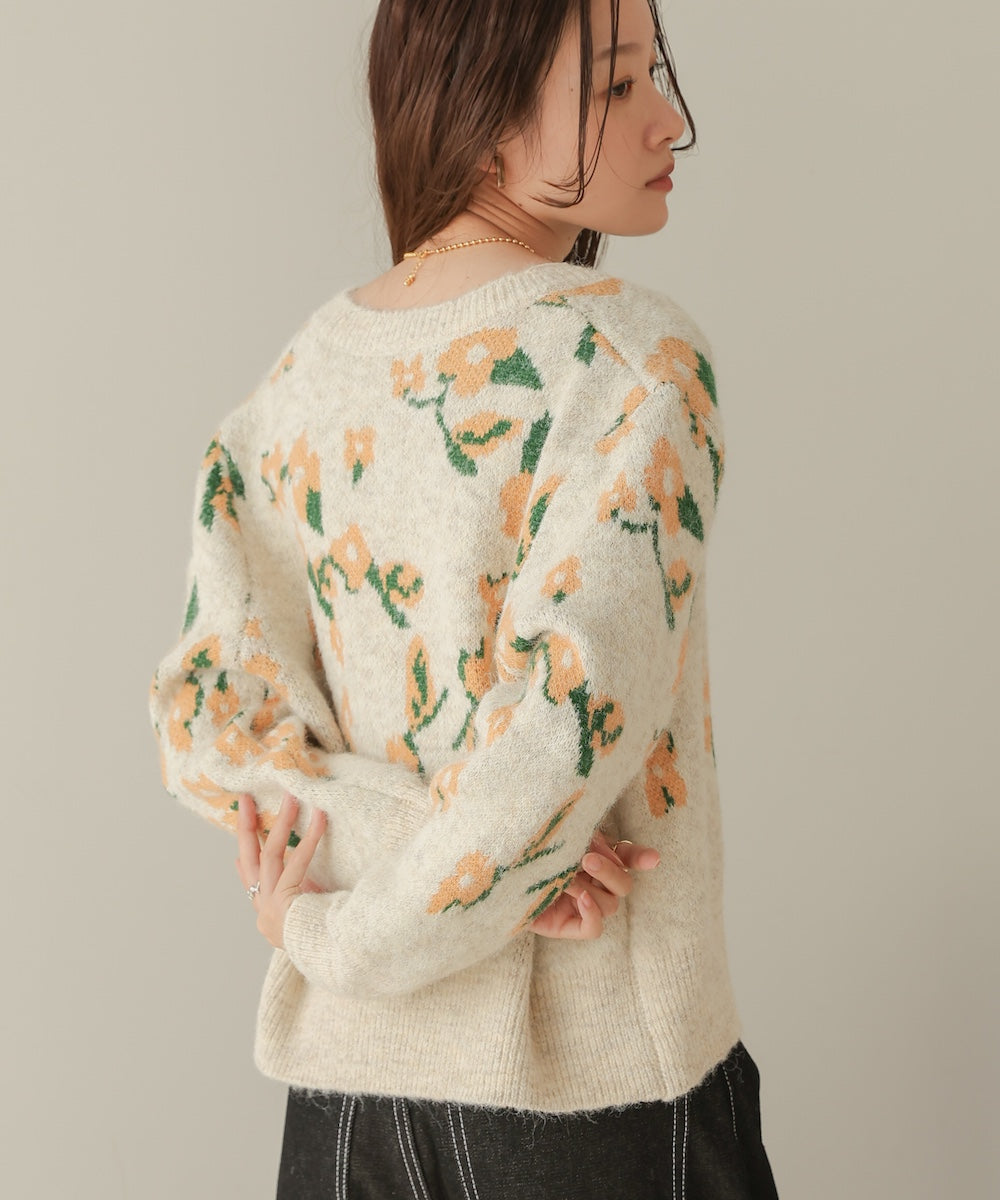 flower knit cardigan