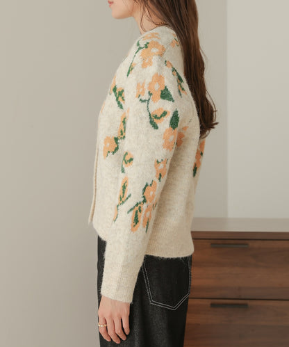 flower knit cardigan