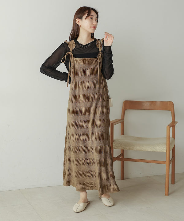 ribbon velvet camisole onepiece