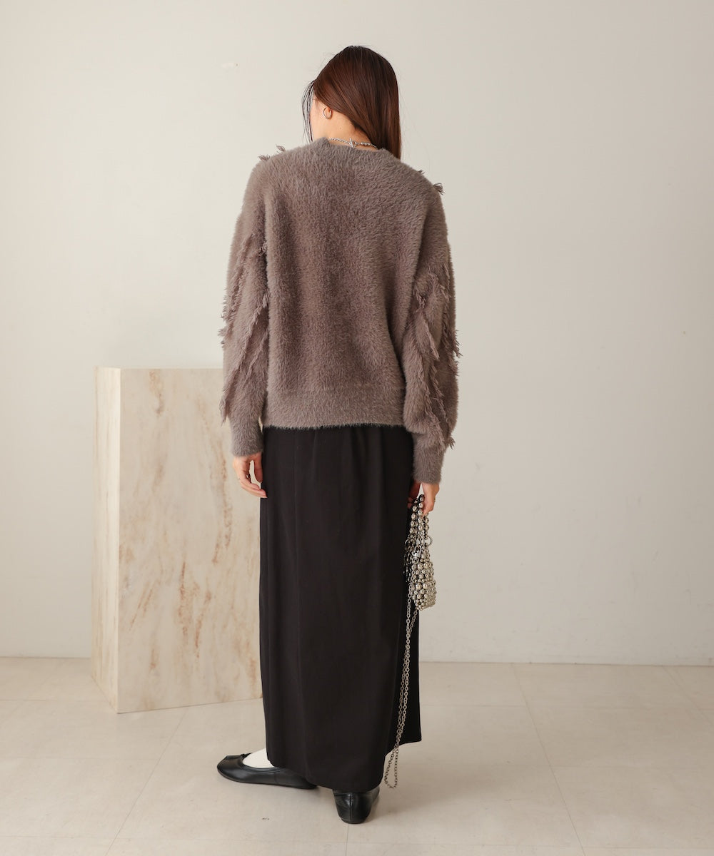 ［Knit1000円off］shaggy fringe knit