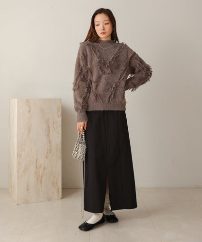 ［Knit1000円off］shaggy fringe knit